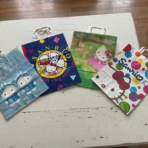 4 Vintage Sanrio Hello Kitty paper shopping bags 15.5” x 12.5” x 4” deep